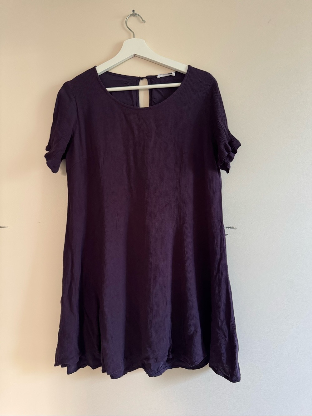 Lush Short Sleeve Scoop Neck Tunic Dress - Plum
